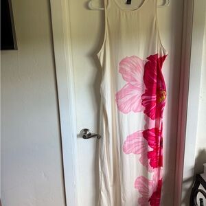 Floral Maxi Dress with Pink Accents